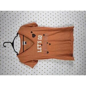 ♡Vintage UT Texas Longhorns PINK Victoria's Secret Orange V-Neck Tee Size M♡